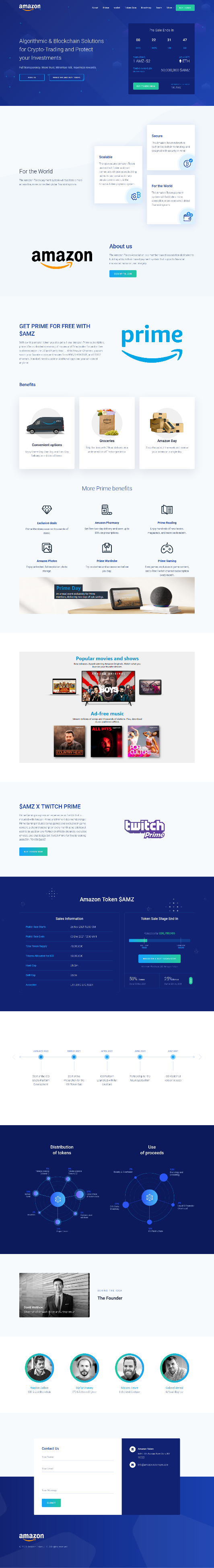 Full page screenshot of the supposed "Amazon Token" sale site, which has all the design elements and brands you'd expect from an actual Amazon thing Full page screenshot of the supposed "Amazon Token" sale site, which has all the design elements and brands you'd expect from an actual Amazon thing